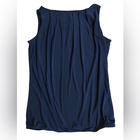 Roz & Ali Tops - Roz & Ali Pleated Navy Blue Women’s Sleeveless Dressy Tank Small